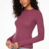 Dynamite Long Sleeve Crew Neck Sweater In Rose Violet Purple