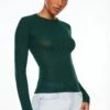Dynamite Long Sleeve Crew Neck Sweater In Jewel Green