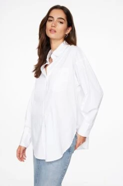 Dynamite Frida Oversized Poplin Shirt In Optic White