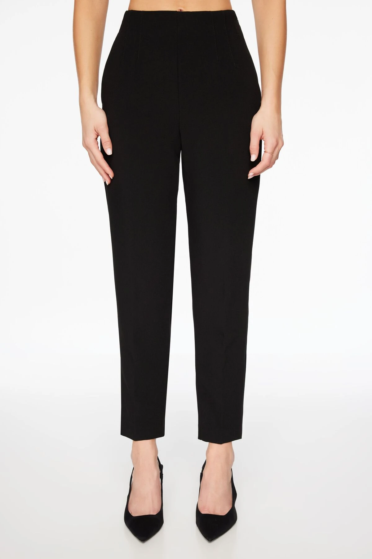 Dynamite Kendall Side Zip Slim Pants In Jet Black - Image 2