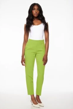 Dynamite Kendall Side Zip Slim Pants In Peridot Green