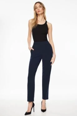Dynamite Kendall Side Zip Slim Pants In Sky Captain Blue