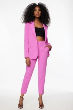 Dynamite Kendall Side Zip Slim Pants In Meadow Mauve Purple