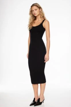 Dynamite Scoop Neckline Sweater Dress In Jet Black
