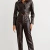 Dynamite Gisele Croco Faux Leather Pants In Brown Mocha Madness