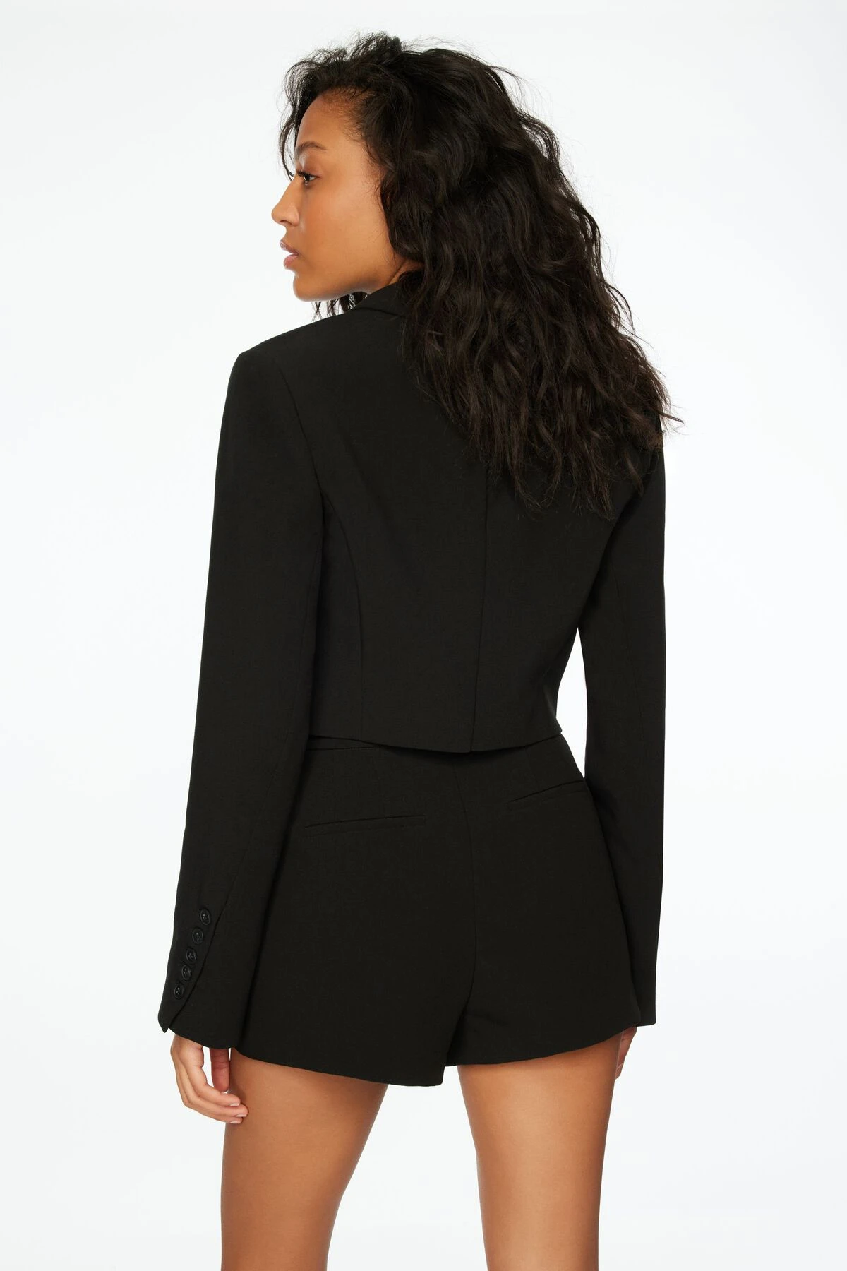 Dynamite Kora Cropped Blazer In Jet Black - Image 3