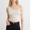 Dynamite Slinky One-Shoulder Top In Polished Pearl