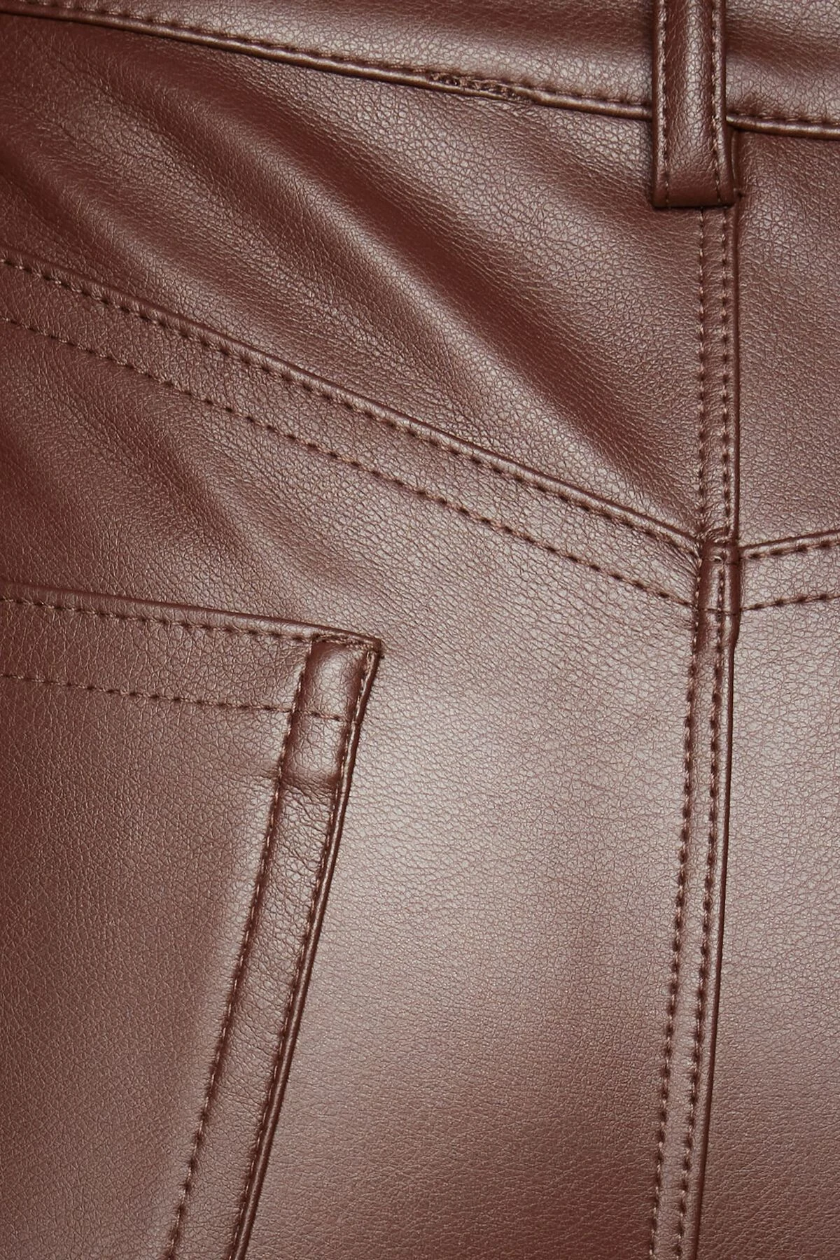 Dynamite Gisele Faux Leather Straight Leg Pants In Brown French Roast - Image 4