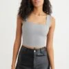 Dynamite Lota Sculpt Square Neck Tank Top In Frost Gray