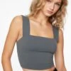 Dynamite Lota Sculpt Square Neck Tank Top In Turbulence Gray