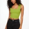 Dynamite Lota Sculpt Square Neck Tank Top In Peridot Green