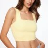 Dynamite Lota Sculpt Square Neck Tank Top In Lemon Sorbet Yellow