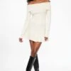 Dynamite Ribbed A-Line Mini Skirt In Sea Salt Off-White