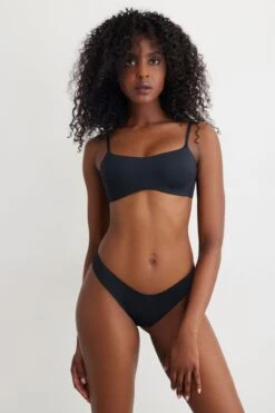 Dynamite Boomerang Cheeky Bikini Bottom In Jet Black