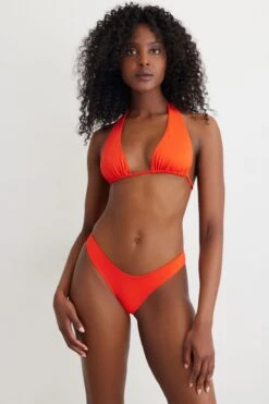 Dynamite Boomerang Cheeky Bikini Bottom In Intense Orange