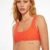 Dynamite Smocked Bralette Bikini Top In Paprika Red