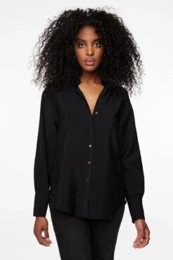 Dynamite Frida Oversized Airflow Shirt In Jet Black
