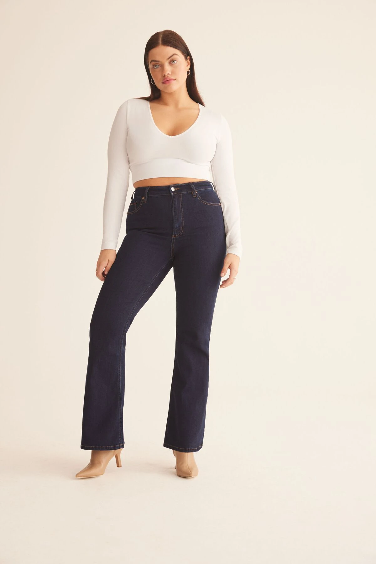 Dynamite Hailey Flared Jeans In Night Tide - Indigo Dark Blue - Image 7