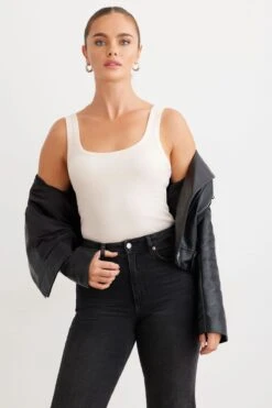 Dynamite Dita Scoop Tank Top In Silver Peony