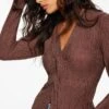Dynamite Long Sleeve Textured Top In French Roast