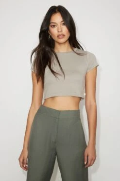 Dynamite Freja 90s Tee In Vintage Khaki