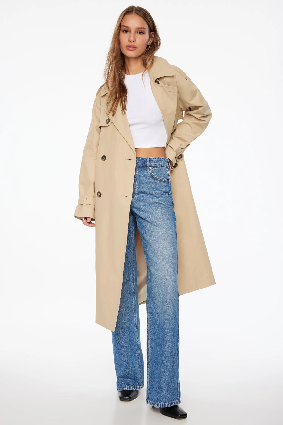 Dynamite Maxi Trench Coat In Soft Sand Beige - Image 2