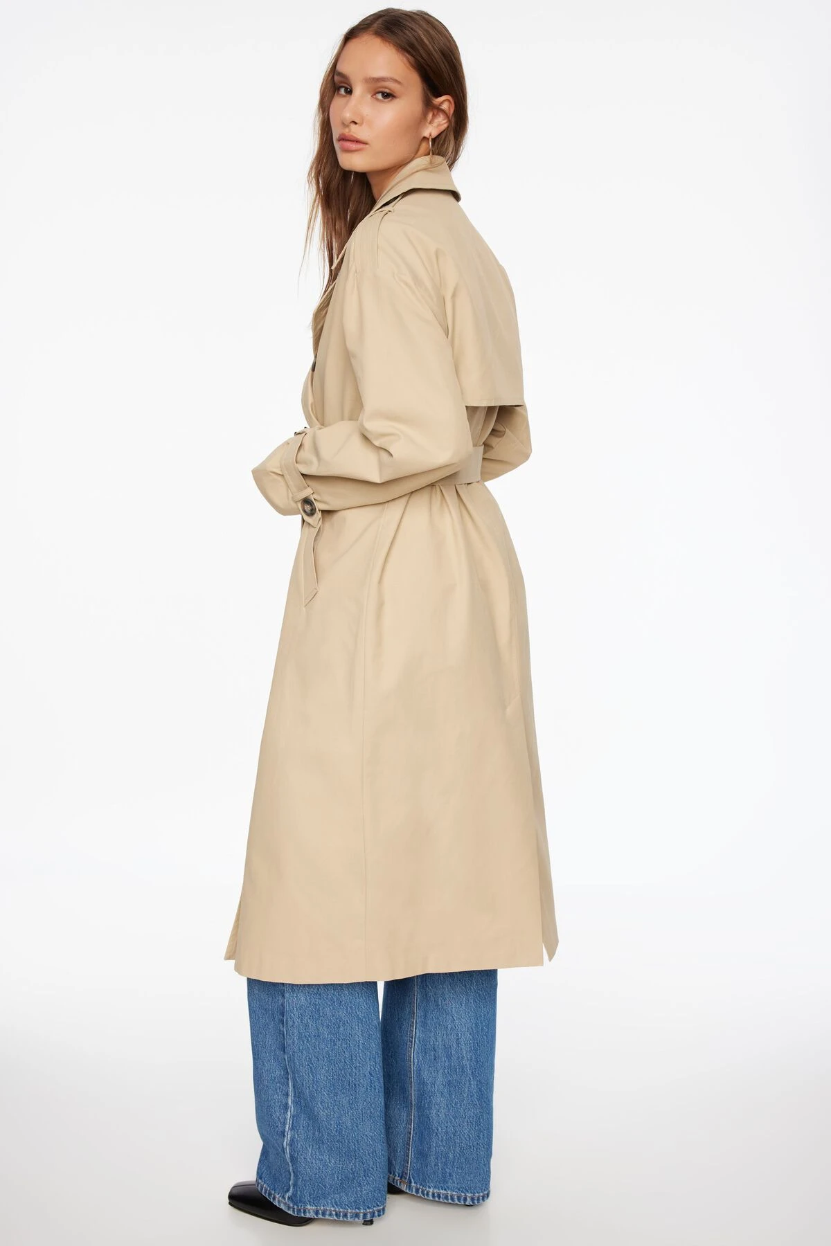 Dynamite Maxi Trench Coat In Soft Sand Beige - Image 6