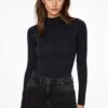Dynamite Quinn Long Sleeve Mock Neck Bodysuit In Jet Black
