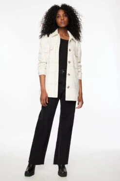 Dynamite York Plaid Shacket In Beige & Purple