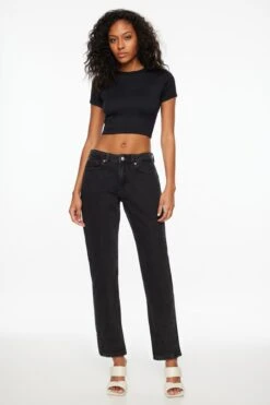 Dynamite Devyn Low-Rise Boyfriend Jeans In Night Fall Black