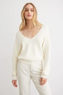 Dynamite Luca Ribbed Sweater In Marshmallow White