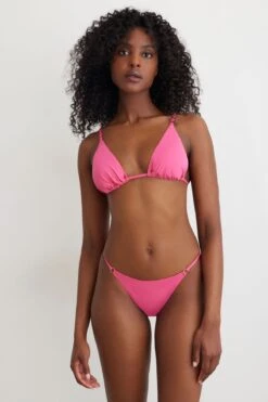 Dynamite Cheeky Bikini Bottom With Rings In Magenta Pink