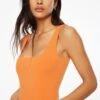 Dynamite Nessa Sculpt Sleeveless Bodysuit In Jaffa Orange