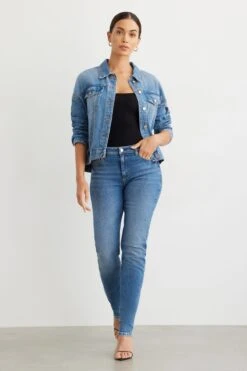 Dynamite Liya Mid-Rise Slim Jeans In Day Dream - Medium Indigo