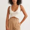 Dynamite Crossover Tank Top In Sea Salt Beige