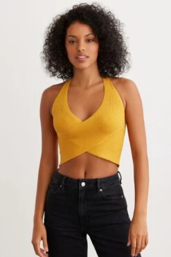 Dynamite Crossover Tank Top In Mineral Yellow