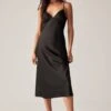 Dynamite Violet Open Back Slip Midi Dress In Jet Black