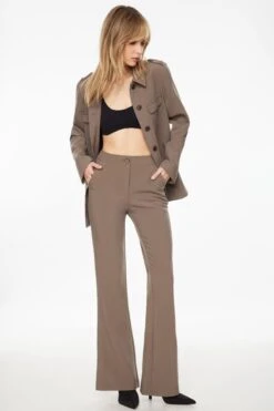 Dynamite Fitted Flare Pants In Crocodile Green