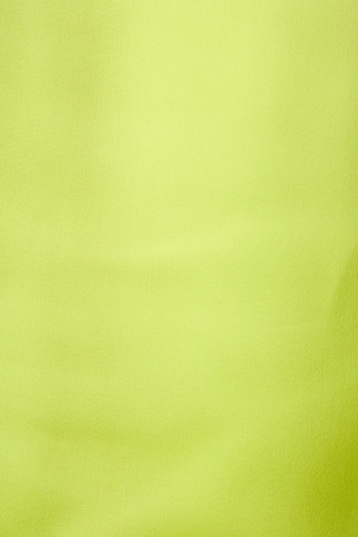 Dynamite Matisse Slim Satin Button Up Shirt In Wild Lime Green - Image 4