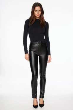 Dynamite Kate Faux Leather Skinny Pants In Jet Black