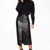 Dynamite Gigi Faux Leather Midi Skirt In Jet Black