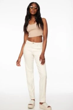 Dynamite Chiara Slim Straight Jeans In Cream White