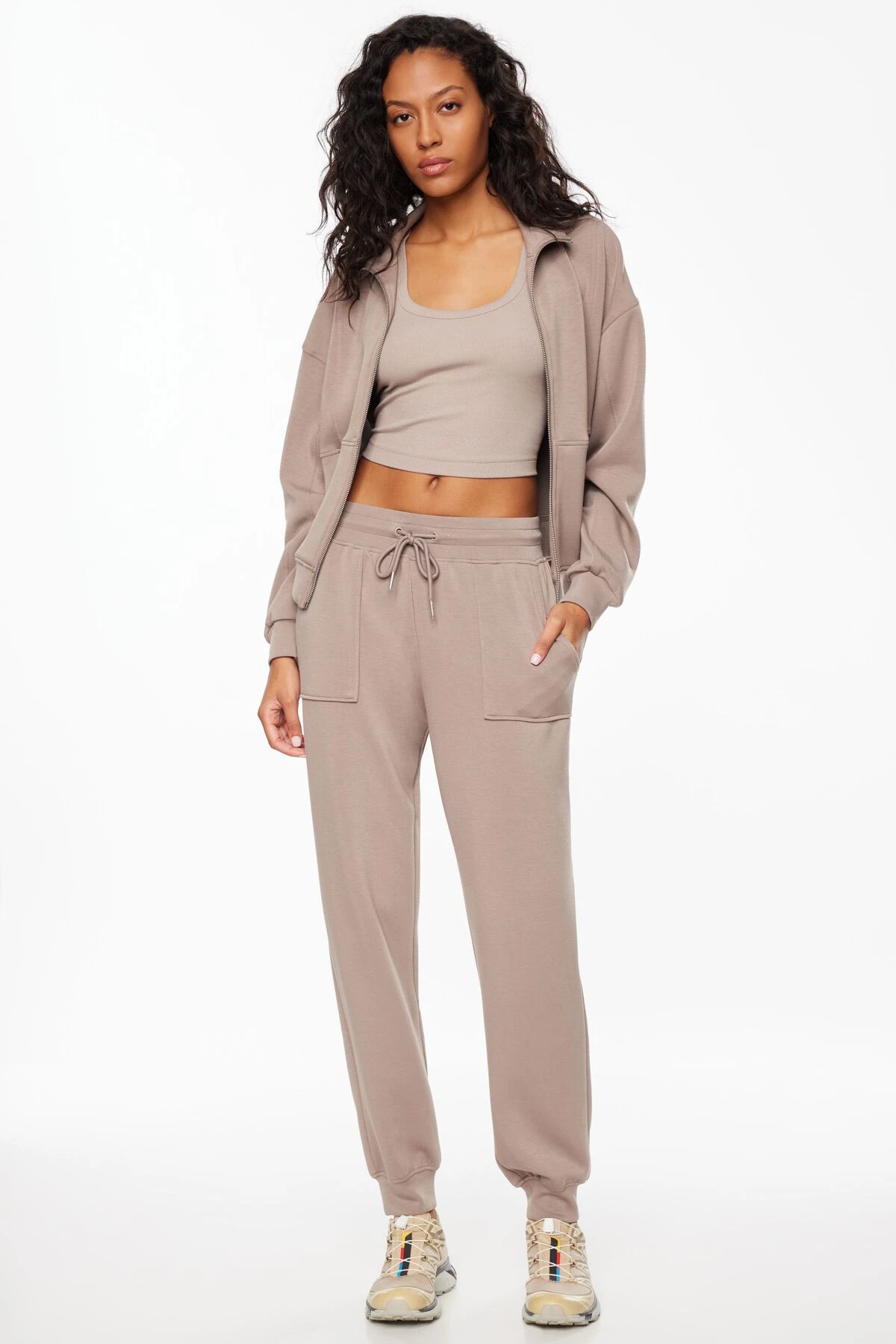 Dynamite Scuba Jogger Pants In Cinder Taupe - Image 2