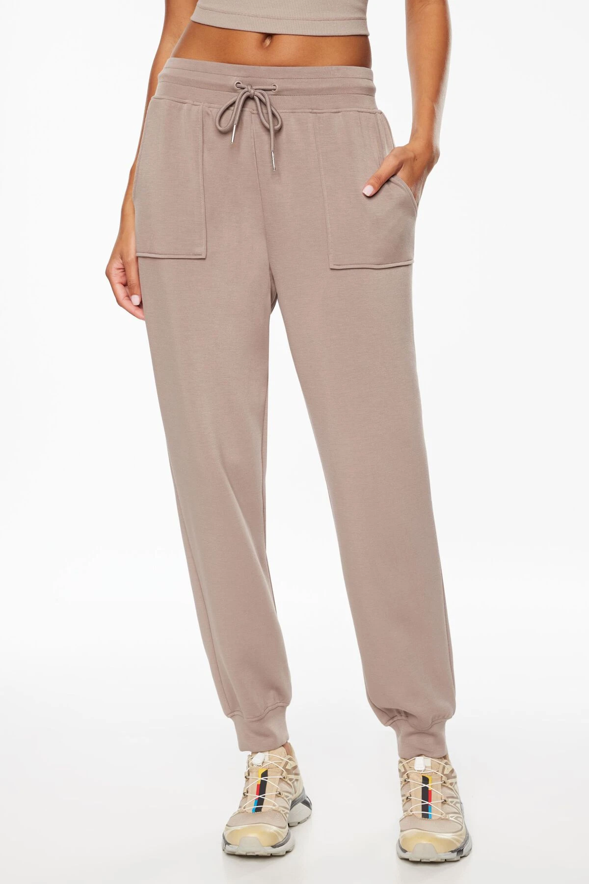 Dynamite Scuba Jogger Pants In Cinder Taupe - Image 3