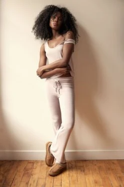 Dynamite Hacci Flared Pants In Iris Cloud Grey