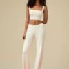 Dynamite Knitted Flared Pants In Marshmallow Beige