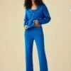 Dynamite Knitted Flared Pants In Imperial Blue