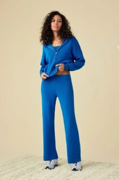 Dynamite Knitted Flared Pants In Imperial Blue