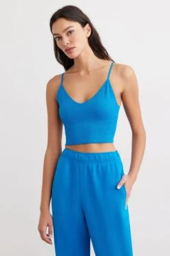 Dynamite Seamless Ribbed Crop Top In Imperial Blue