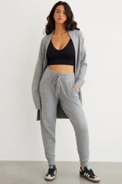 Dynamite Fuzzy Jogger Pant In New Grey Mix